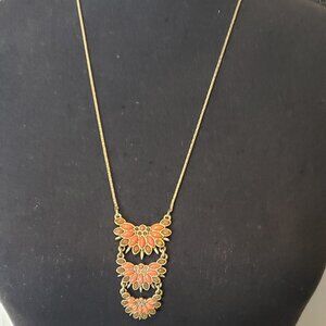 Lucky Brand Brass Acrylic Mosaic Drop Pendant Necklace